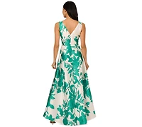 Adrianna Papell Women's High-Low Floral-Print Gown