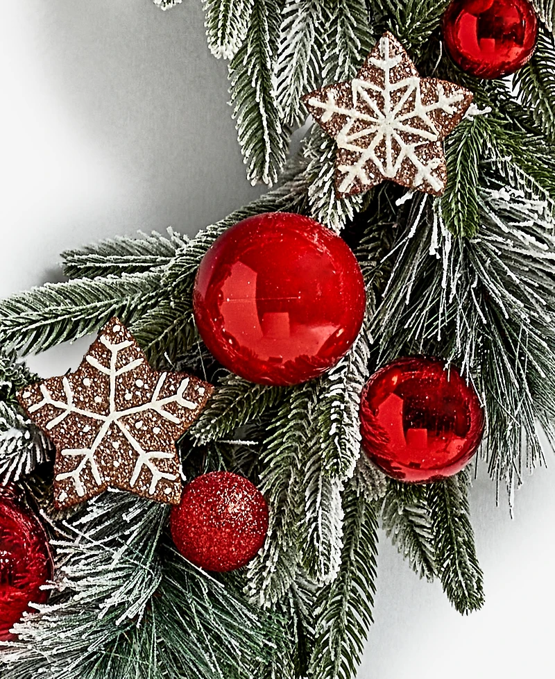 Holiday Lane Heritage Pine And Red Ornaments Wreath, Macy's Exclusive