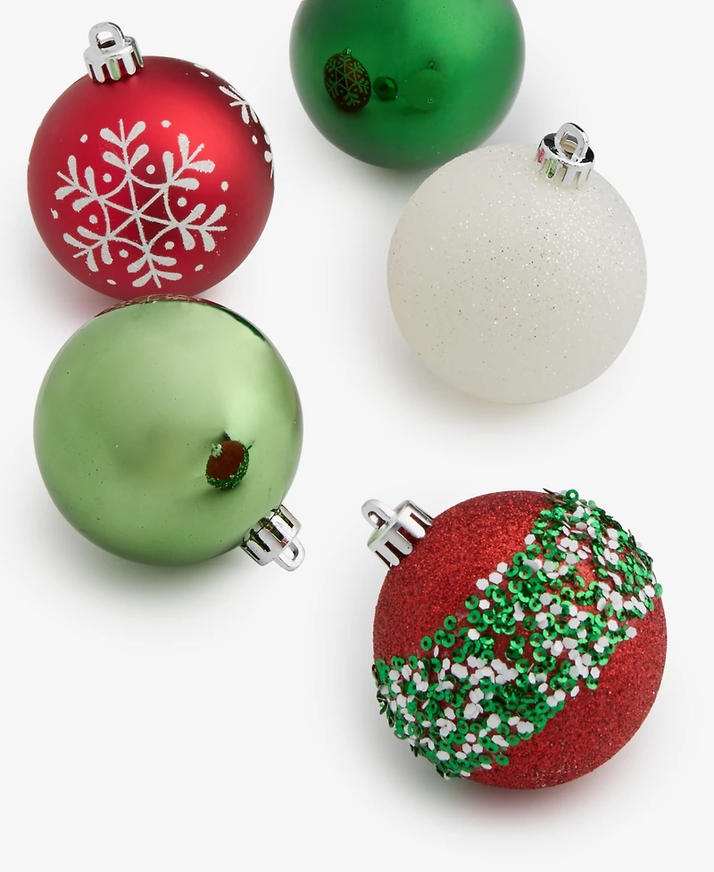 Holiday Lane Heritage Set of 30 Shatterproof Red, Green & White Ball Ornaments, Macy's Exclusive