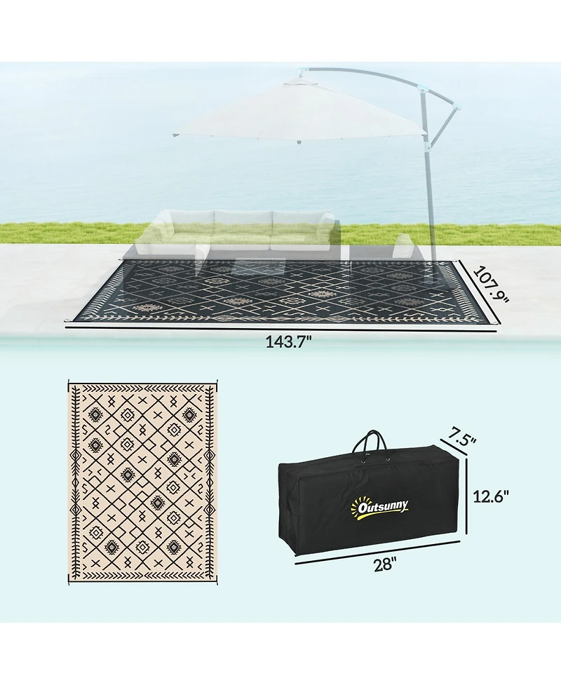 Outsunny Outdoor Rug, 9' x 18' Floor Mat, Rhombus