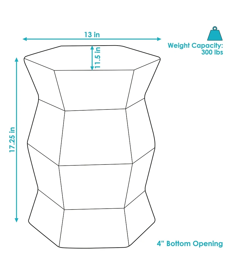 Moderno Geometric Ceramic Decorative Garden Stool - 17.25"