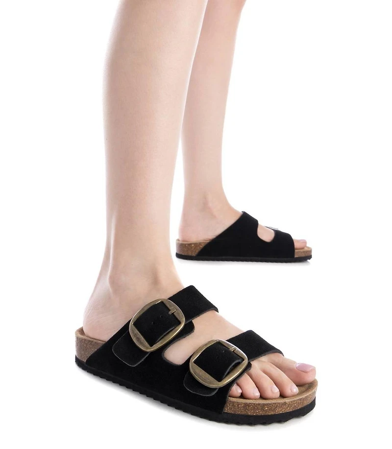 Women's Suede Double Strap Buckle Sandals By Xti