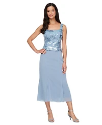 Alex Evenings Petite 3/4-Sleeve Mock Tea Length Dress