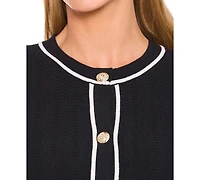 CeCe Women's Long-Sleeve Cardigan With Contrast Trim