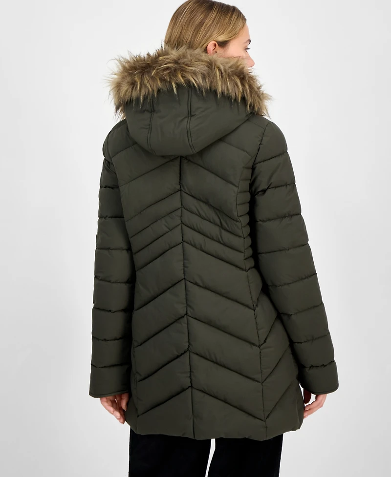 Maralyn & Me Juniors' Faux-Fur Hooded Puffer Coat