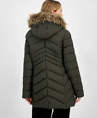 Maralyn & Me Juniors' Faux-Fur Hooded Puffer Coat