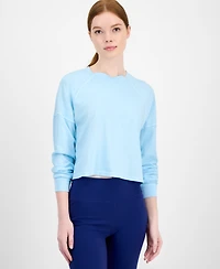 Id Ideology Women's Distressed Long-Sleeve Cropped Top, Exclusively at Macy's