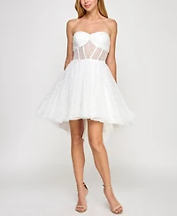 pear culture Juniors' Strapless Lace High-Low Dress