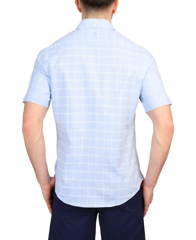 Tb Marketplace Men's Stylish Cotton Windowpane Short Sleeve Shirt for Men