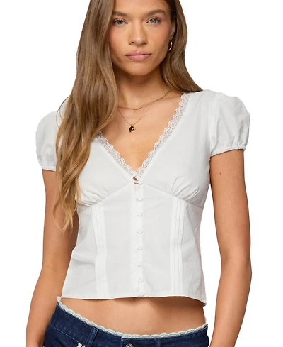 Edikted Women's Antonella Cotton Button Up Top