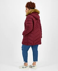 Maralyn & Me Juniors' Plus Size Faux-Fur Hooded Puffer Coat