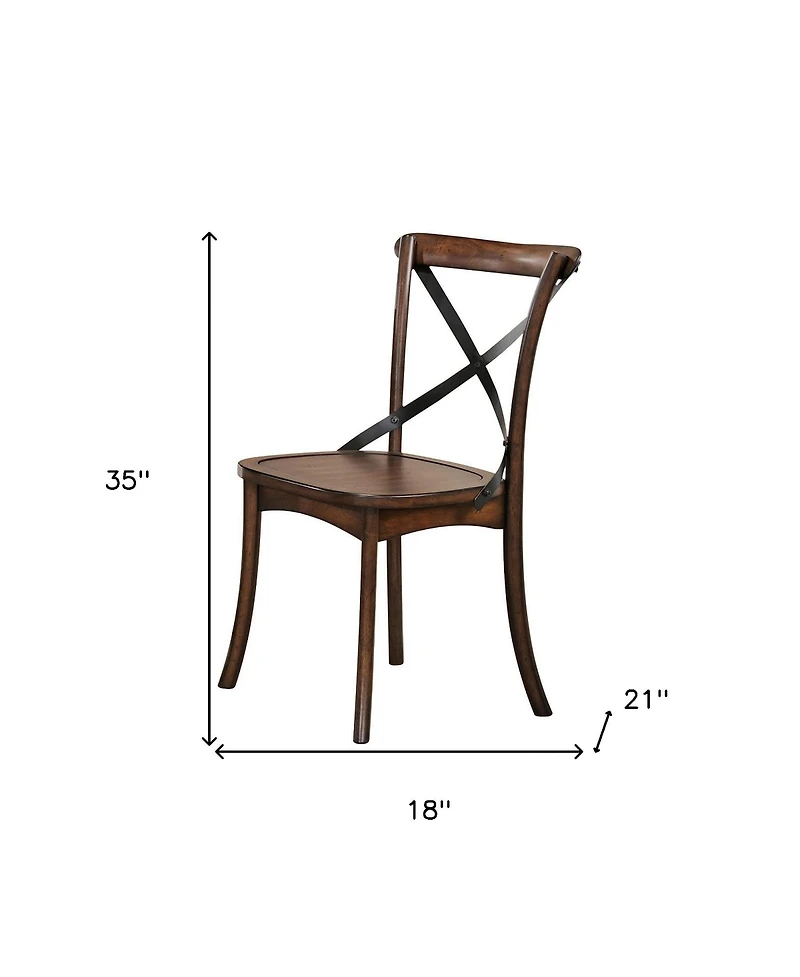Set of Two Wood Cross Back Dining Chairs for Living Room or Kitchen Use