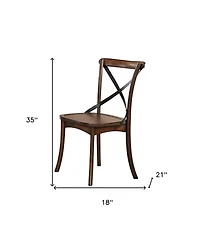 Set of Two Wood Cross Back Dining Chairs for Living Room or Kitchen Use