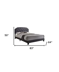 Chic Tufted Linen Bed with Nailhead Accents – Stylish Bedroom Furniture