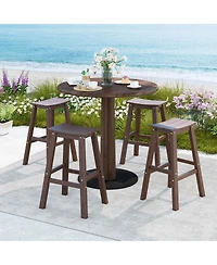 29" Patio Bar Stool Set of 2 with Curved Seat & Footrests for Backyard Outdoor
