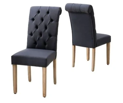 Tufted Linen Dining Parsons Chairs Set of Two for Stylish Home Dining Seating