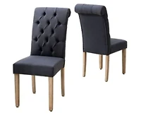 Tufted Linen Dining Parsons Chairs Set of Two for Stylish Home Dining Seating
