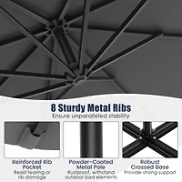 Gymax 10 Ft Solar Led 40 Lights Offset Umbrella Crank Cross Base Patio