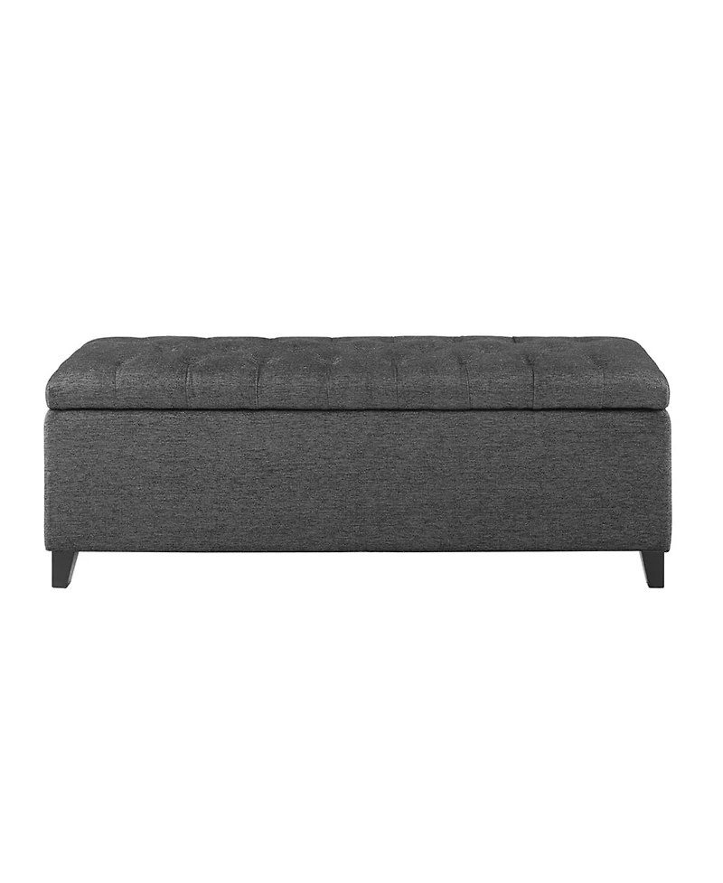 Tufted Upholstered Storage Bench with Button Top, Solid Wood Legs for Bedroom or Living Room, Hidden Blanket-The Pop Home