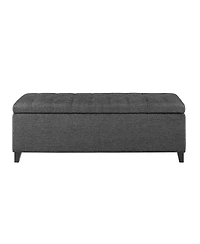 Tufted Upholstered Storage Bench with Button Top, Solid Wood Legs for Bedroom or Living Room, Hidden Blanket-The Pop Home