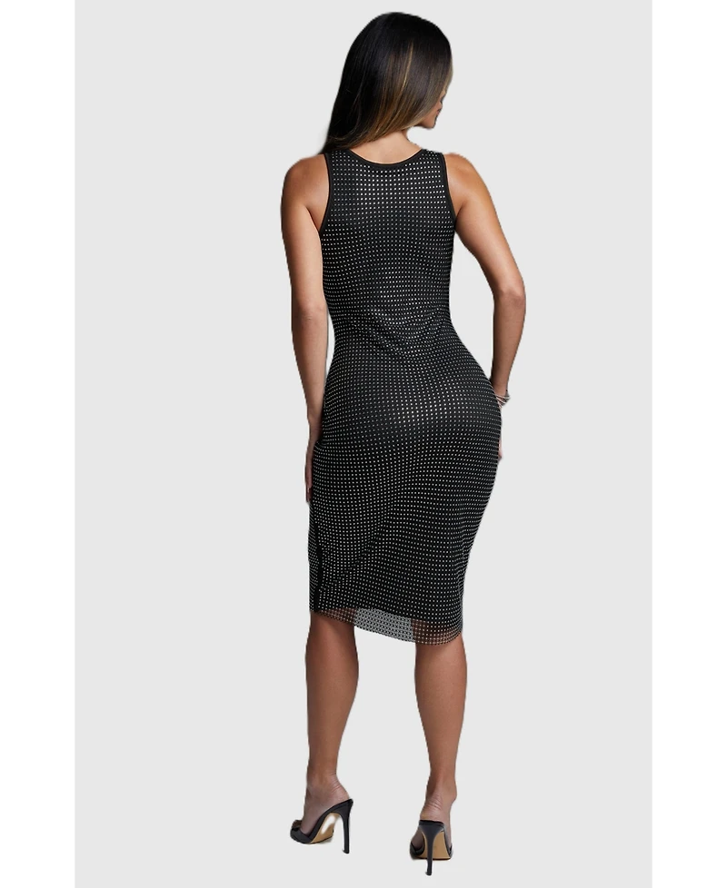 Bebe Women's Crystal Mesh Tank Dress