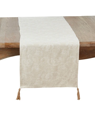 Saro Lifestyle Mixed Linen Jacquard Table Runner, 16" x 72"