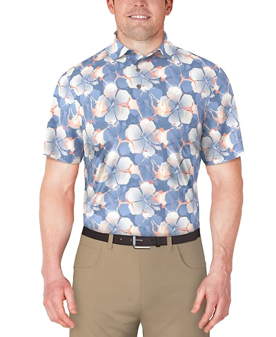 Pga Tour Men's Hibiscus-Print Polo Shirt