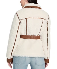 Guess Women's Belted Faux-Shearling Coat