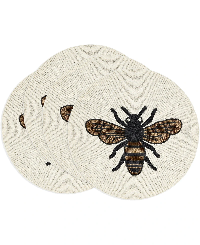 Saro Lifestyle Honeybee Treasure Beaded Placemats, 15" Round