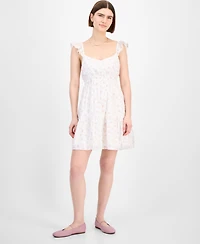 Pink Rose Juniors' Flutter-Sleeve Floral-Print Mini Dress