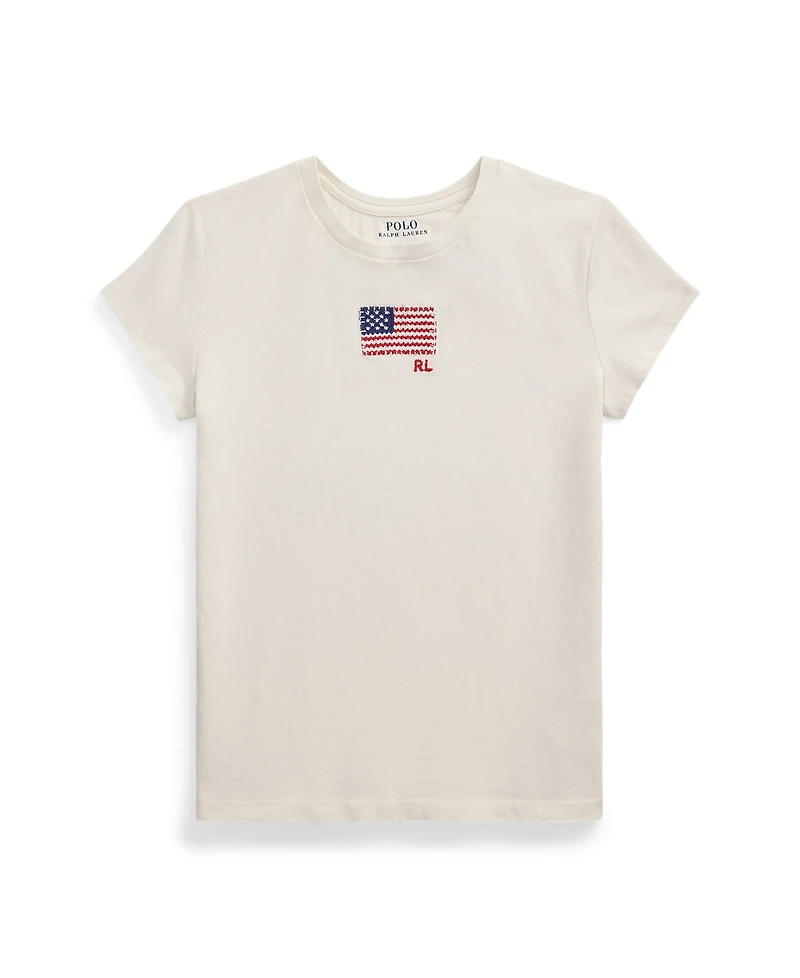 Polo Ralph Lauren Big Girls Flag-Applique Jersey T-Shirt