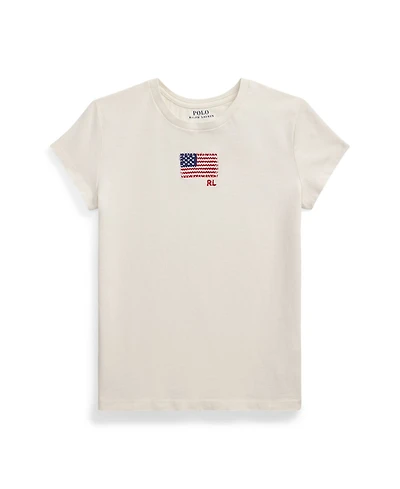 Polo Ralph Lauren Big Girls Flag-Applique Jersey T-Shirt