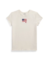 Polo Ralph Lauren Big Girls Flag-Applique Jersey T-Shirt