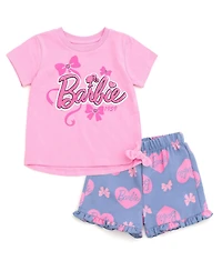 Barbie Toddler Girls Peplum T-Shirt and Shorts Outfit Set