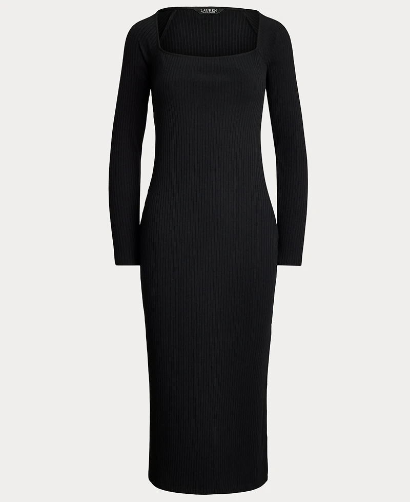 Lauren Ralph Women's Rib-Knit Long-Sleeve Midi Dress