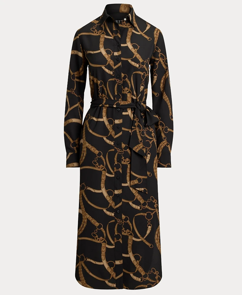 Lauren Ralph Women's Belting-Print Crepe Shirtdress