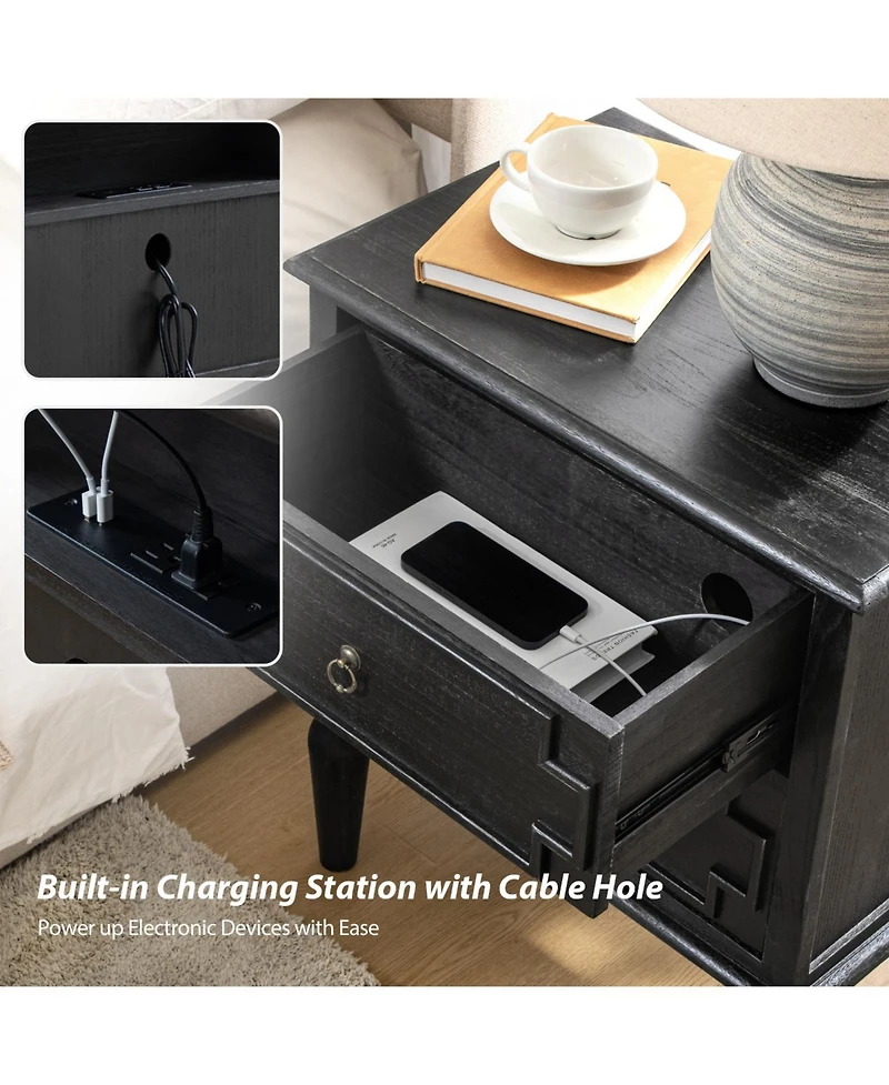 Kim 28"Tall 2-Drawer Nightstand