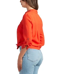 Bcx Juniors' Gauzy Textured Collared Shirt