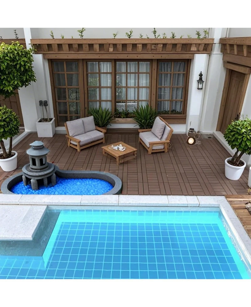 Streamdale 12" Deck Tiles, Diy Interlocking, Indoor/Outdoor, Easy Install, 44pcs Red Brown