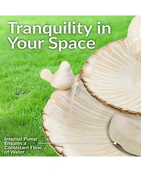 27"H Electric Ceramic 2-Tier Resting Birds Outdoor Water Fountain