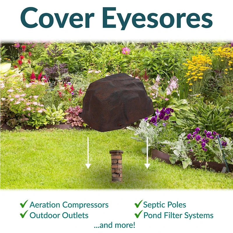 Outdoor Polyresin Landscape Rock Septic Cover with Stakes