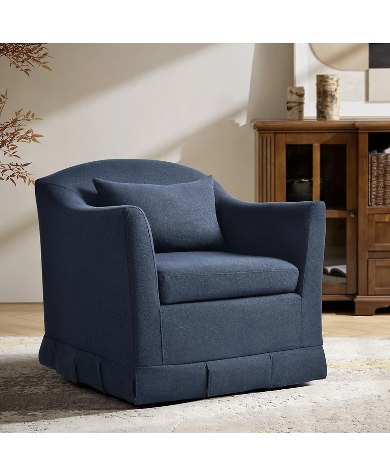 Terri Modern Slipcovered Swivel Armchair