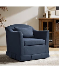 Terri Modern Slipcovered Swivel Armchair