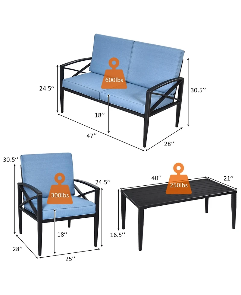 Gymax 4PCS Patio Sofa Conversation Set Outdoor Furniture Set Yard w/ Cushion