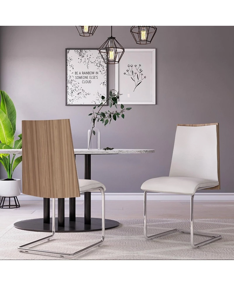 Faux Leather Dining Chairs Set of 2 Modern Side Chairs for Home or Apartment