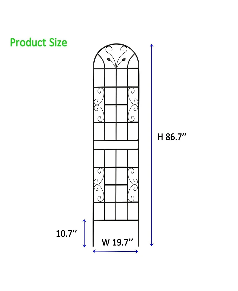 Streamdale 4-Pack Metal Garden Trellis, 86,7" Rustproof, Black
