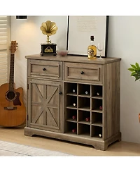 Streamdale Farmhouse Liquor Cabinet with Removable Wine Racks (Gray Wash, L39.37"W15.7"H34.65")
