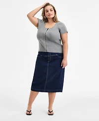Bar Iii Trendy Plus Ribbed Zip-Front Sweater, Exclusively at Macy's