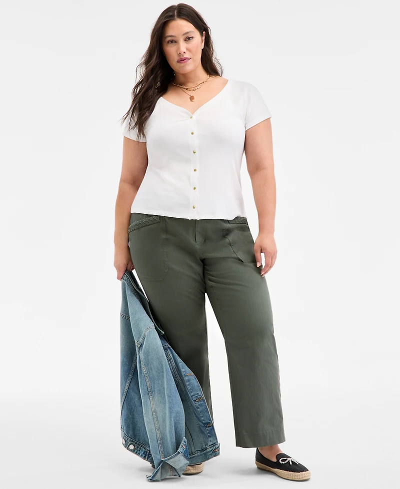 On 34th Trendy Plus Snap-Front T-Shirt, Exclusively at Macy's