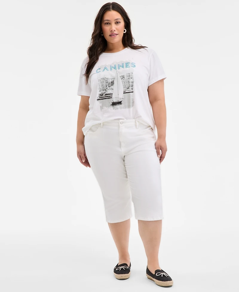 On 34th Trendy Plus Cannes Print T-Shirt, Exclusively at Macy's